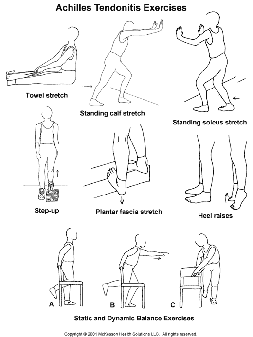 Achilles Tendonitis Exercises:  Illustration