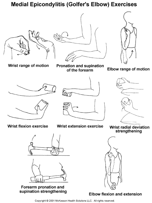 Medial Epicondylitis (Golfer's Elbow) Exercises:  Illustration