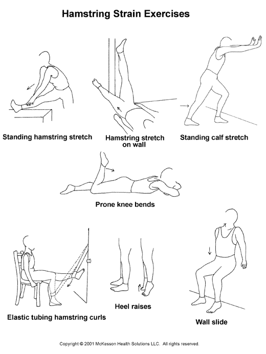 Hamstring Strain Exercises:  Illustration