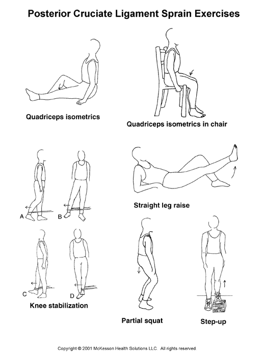 Posterior Cruciate Ligament Sprain Exercises:  Illustration